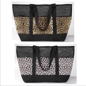 NWT LEOPARD PRINT MESH TOTE BAG